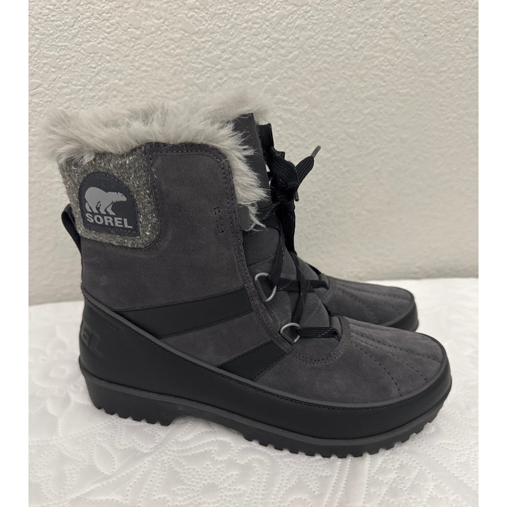 Sorel Tivoli II Grey Waterproof Suede Faux Fur Winter Boots Size 11 NEW